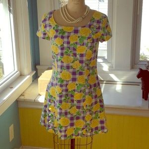 Lilly Pulitzer Purple & Yellow Rose Dress 8